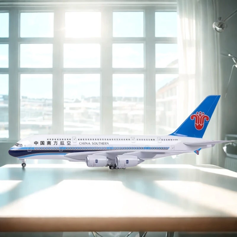

Planes Kits Display 47CM scale aircraft Model A380 China Southern Airways Resin Diecast airplane kids toys with LED Light