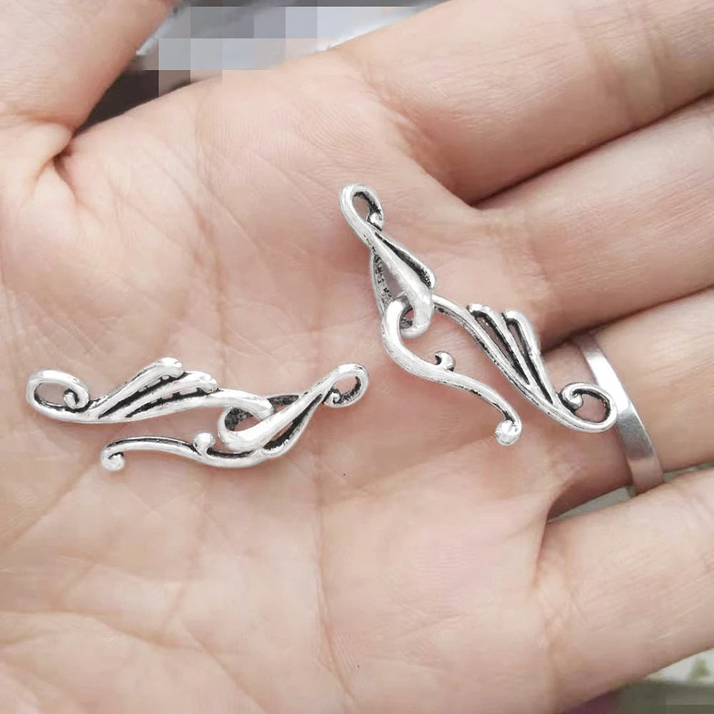 40sets Clasps Hooks Fittings Diy Jewelry Silver Alloy Wave Open Wholesales Lots Handcrafts Bracelet Necklaces Making Accessories