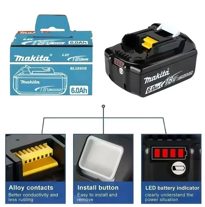 100% original makita battery, 18v Tools Lithium Battery 6Ah/5Ah 9Ah for makita DTW700 DDF487 DTD173 DGA404 HR140D DJV182