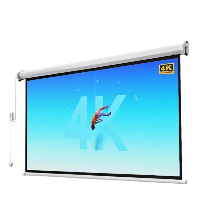 

Projection curtain Electric household remote control Automatic lifting high definition 4K anti-light wall hanging Bedroom pro