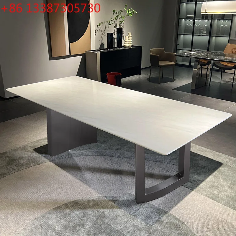 

Обеденный стол Kari Ice Jade из натурального мрамора, роскошный каменный стол для создания атмосферы высокого класса, легкая роскошь.