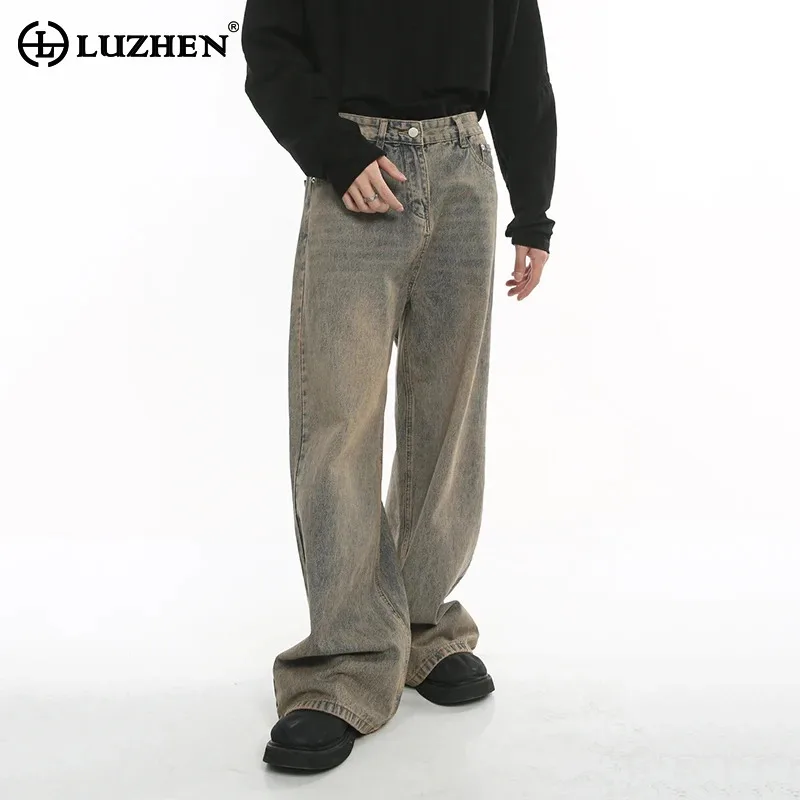 LUZHEN Wornout Jeans Harbor Style Men Out Loose Baggy Wide Leg Denim Pants Street Wear Vintage Male New In Trousers 2024 LZ7621