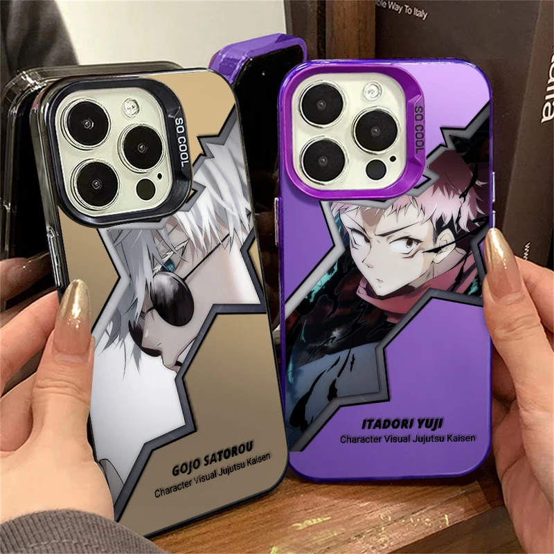 Spell Return Gojo Satoru For iPhone 15 14 13 12 11 Pro Max XS Max X XR 7 8 Plus 6S Fashion Colorful Silver Phone Case