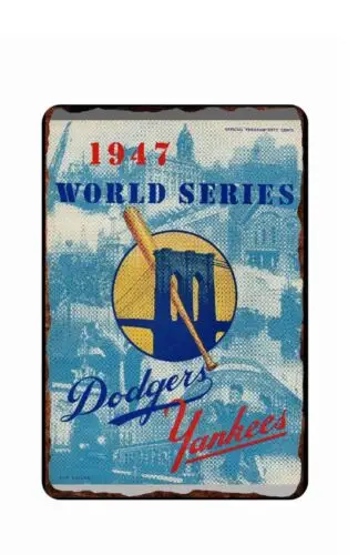 1947 World Series Dodges Yankees Program A Metal Tin Sign 12 x 18