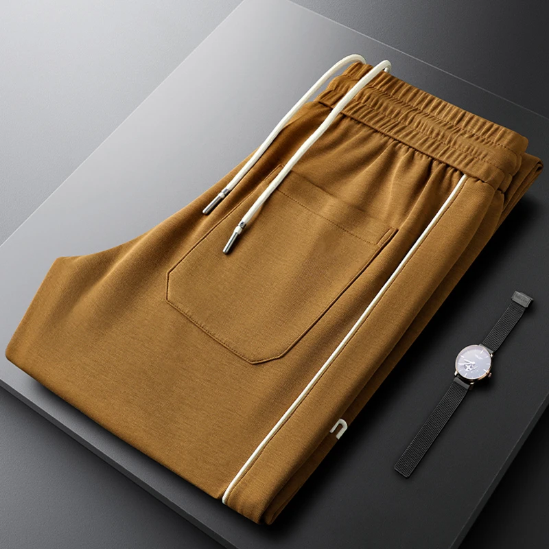 

Casual sports pants men slim wide leg mops men elastic waist summer thin sweatpants