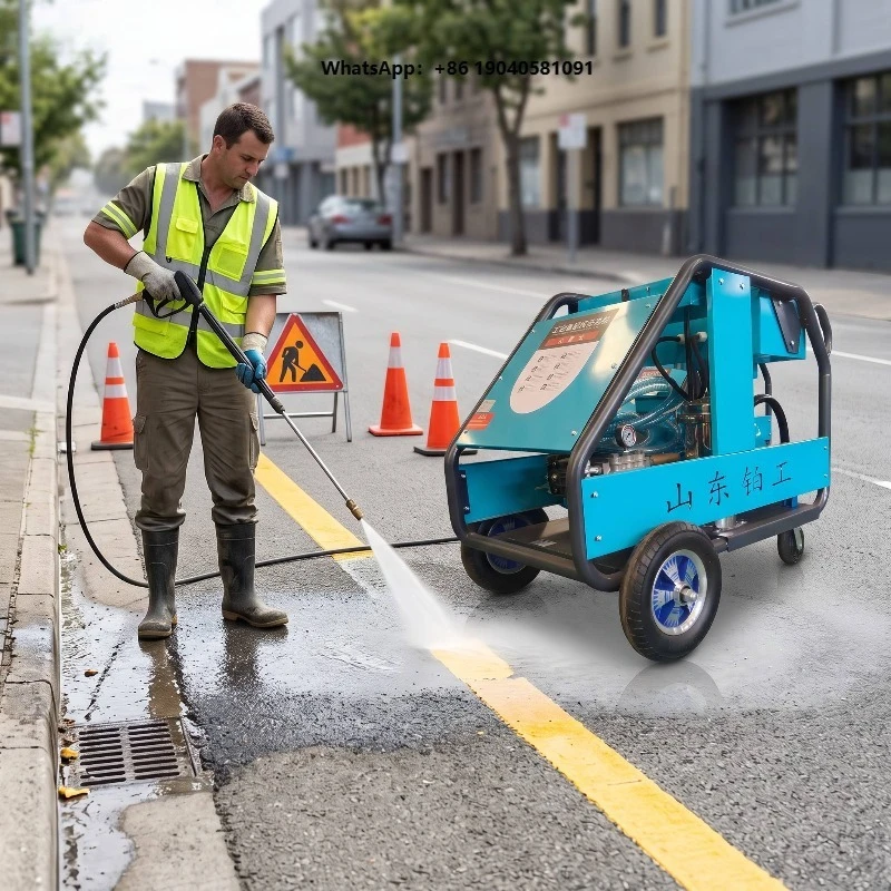 500Bar Ultra High Pressure Water Blaster Machine 7250PSI Cleaning Concrete Rust Removal Water Jetting System Industrial