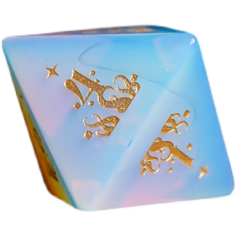 Opal DnD Dice Set Stone Engraved Cthulhu Star Old Seal Dices RGP COC Run Group Board Game Dice Healing Crystal Reiki Gem Beads