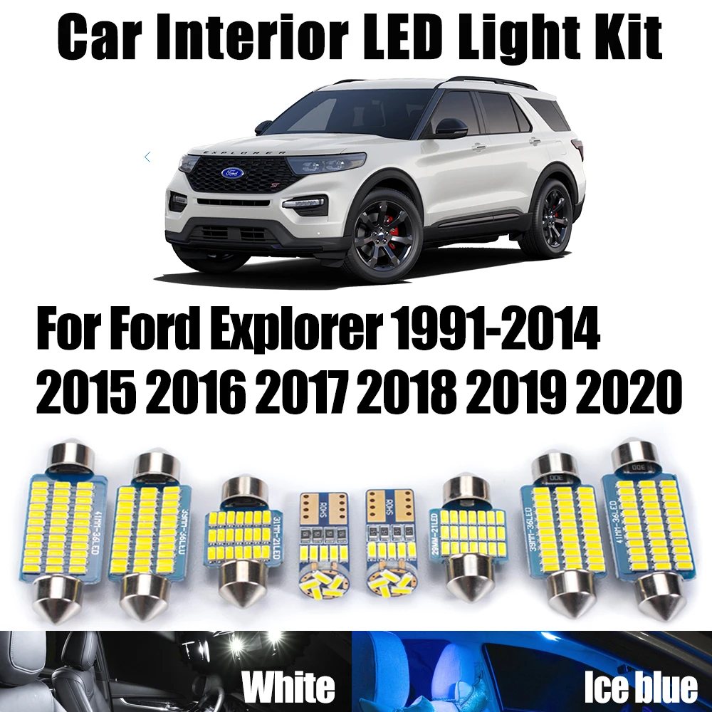 

Canbus для Ford Explorer 1991-2013 2014 2015 2016 2017 2018 2019 2020 автомобильные лампы светодиодные внутренние купольные лампы для чтения карт комплект