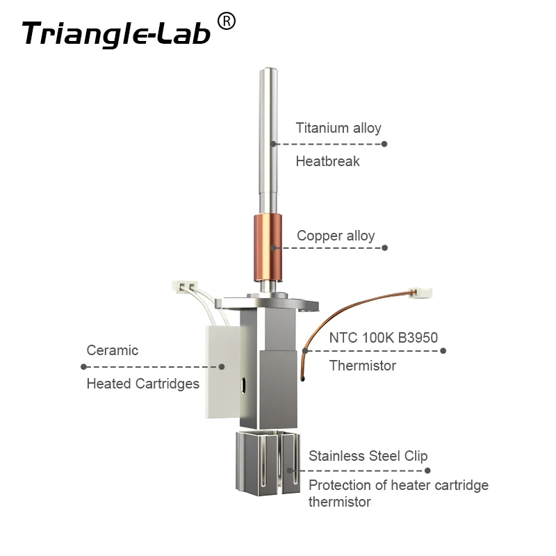 Triangle lab keramik heizung pt1000 100k b3950 therm istor socken heat block für CHCB-OTC hotend reparatur teile für k1c 3d drucker