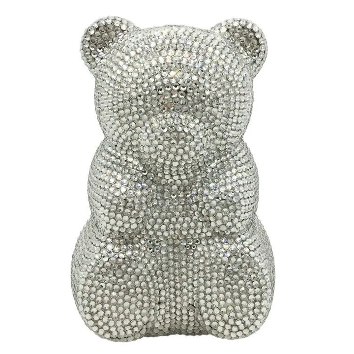 Braut- und Hochzeitsparty-Handtasche für Damen, Abendtasche mit niedlichem Teddybär-Motiv, hochwertige Clutches, elegante klassische Kristalltaschen – Detail 7