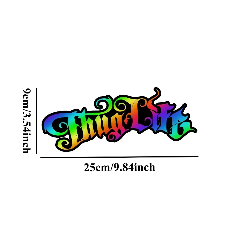 1pc Thug Life Gothic Rainbow Vinyl Sticker, Waterproof Decal for Car, Motorcycle, Helmet, Laptop & Bike