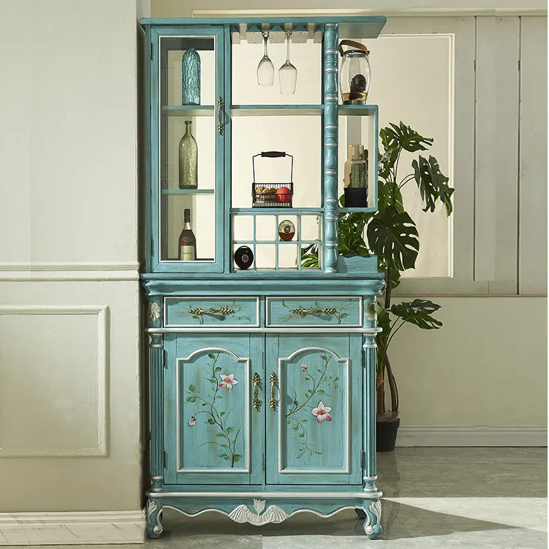 American retro antique and delicate style double-sided cabinet partition cabinet dining side cabinet entrance