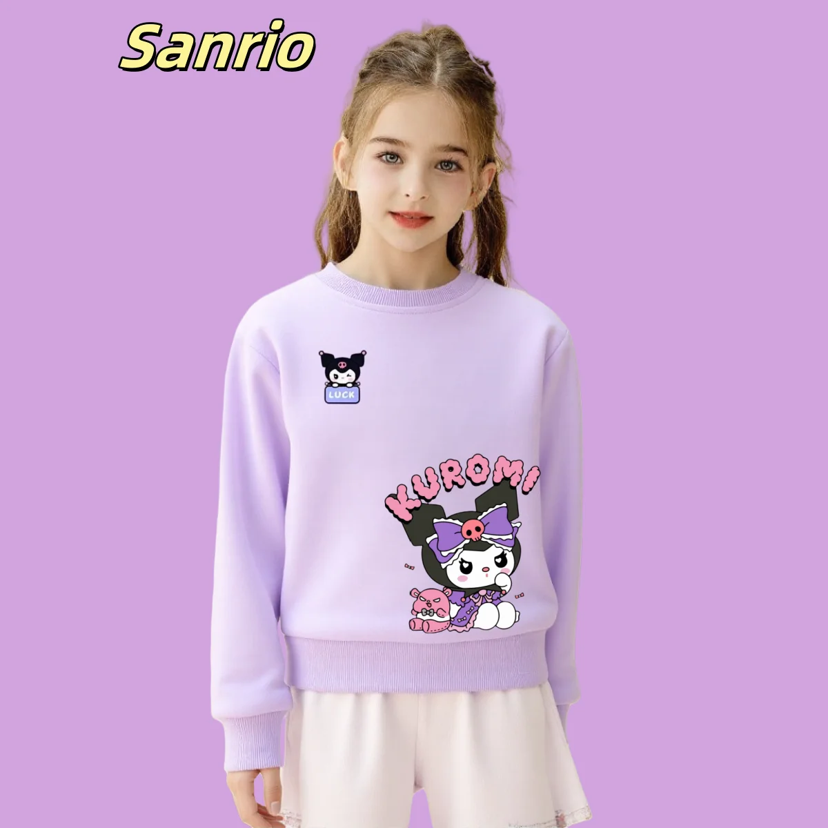 

Sanrio Autumn Baby Girls Clothes Kid Cartoon Kuromi Printed Sweatshirts Children Cute Pullover Long Sleeve T-shirts Top