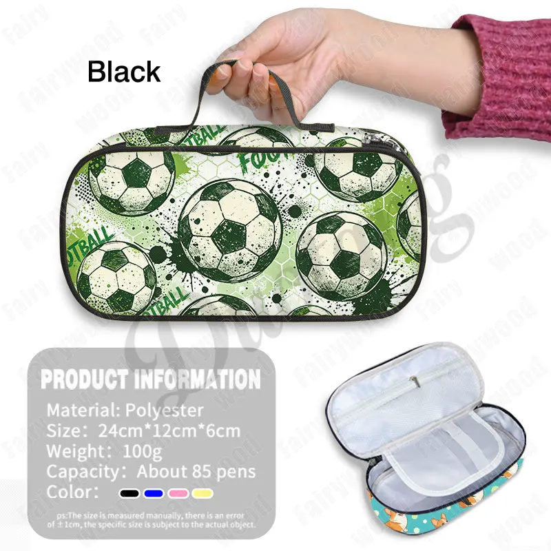 Cartoon Football / Soccer Ball Pattern Graphic Print Woman Cosmetic Case Ball Game Pencil Bag School Supplies Pencil Box