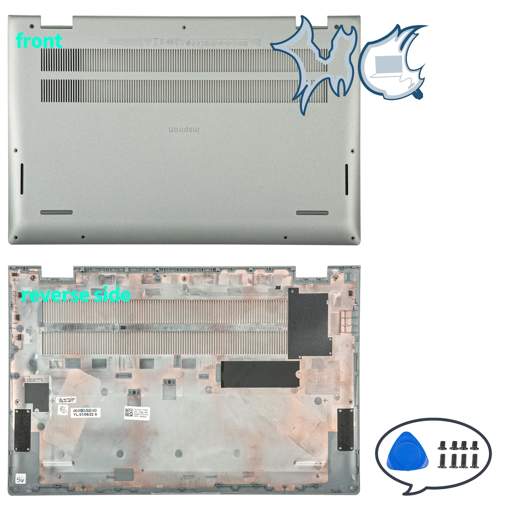 Aluminiowa obudowa do Dell Inspiron 15 Pro 5510 5515 P106F tylna pokrywa ekranu/przednia ramka/pokrywa podstawowa/naprawa dolnych zawiasów 15,6 cala