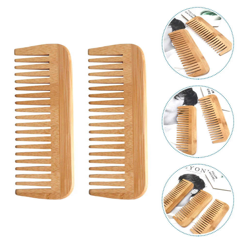 

2 Pcs Solid Wood Comb Hair Brush Household Scalp Massage Anti-static Woman Combs Wooden for Women Miss