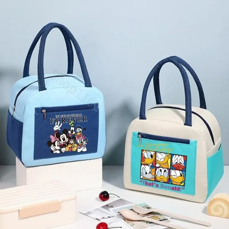 Minnie Mickey Mouse Cooler Bag Disney Lunch Bags for Men Women Anime Movie Character Pattern Print Large Capacity Portable Gifts