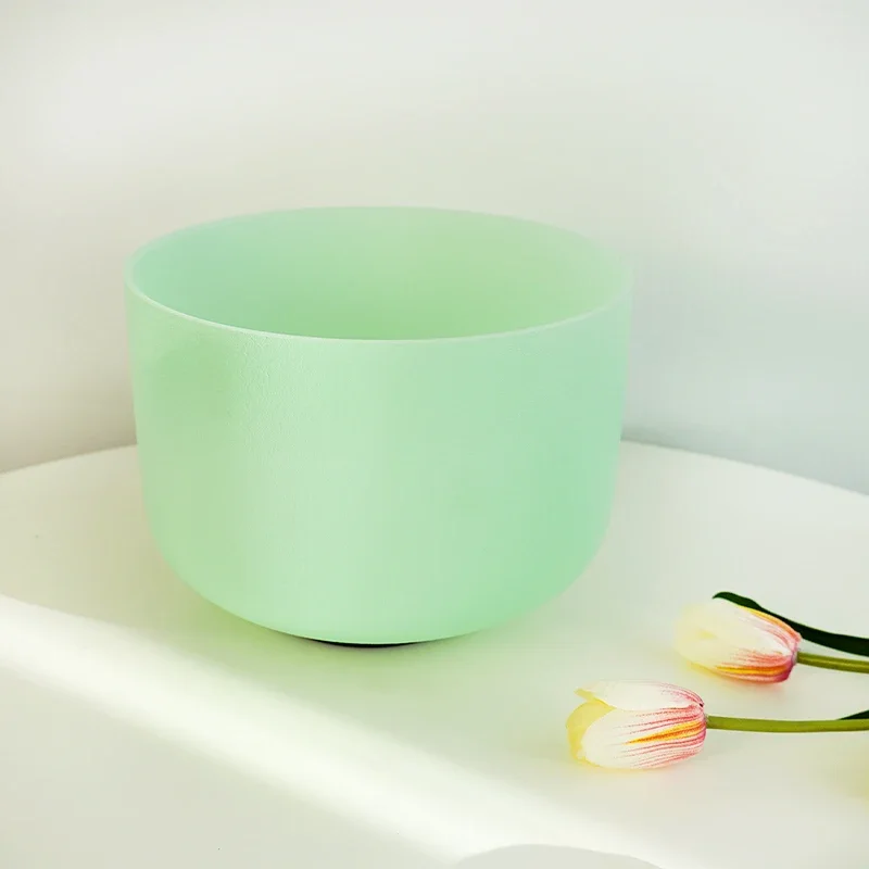 YXQY Mint green 10 Inch 440Hz/432Hz Crystal Singing Bowl Chakra CDEFGAB Note for Sound Healing Meditation with Bag