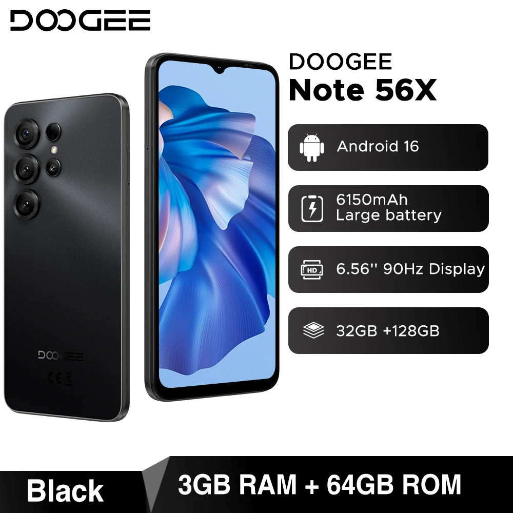 DOOGEE Note56 X Mobile Phone 8.45mm Slim Body 6.56