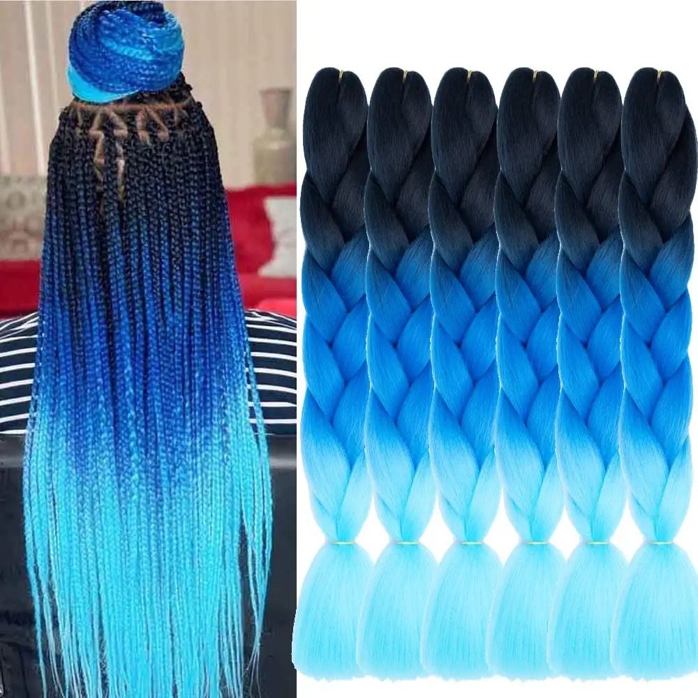 Extensiones de cabello trenzado Jumbo ombré, fibra sintética de alta temperatura, 24 pulgadas, 1 unidad