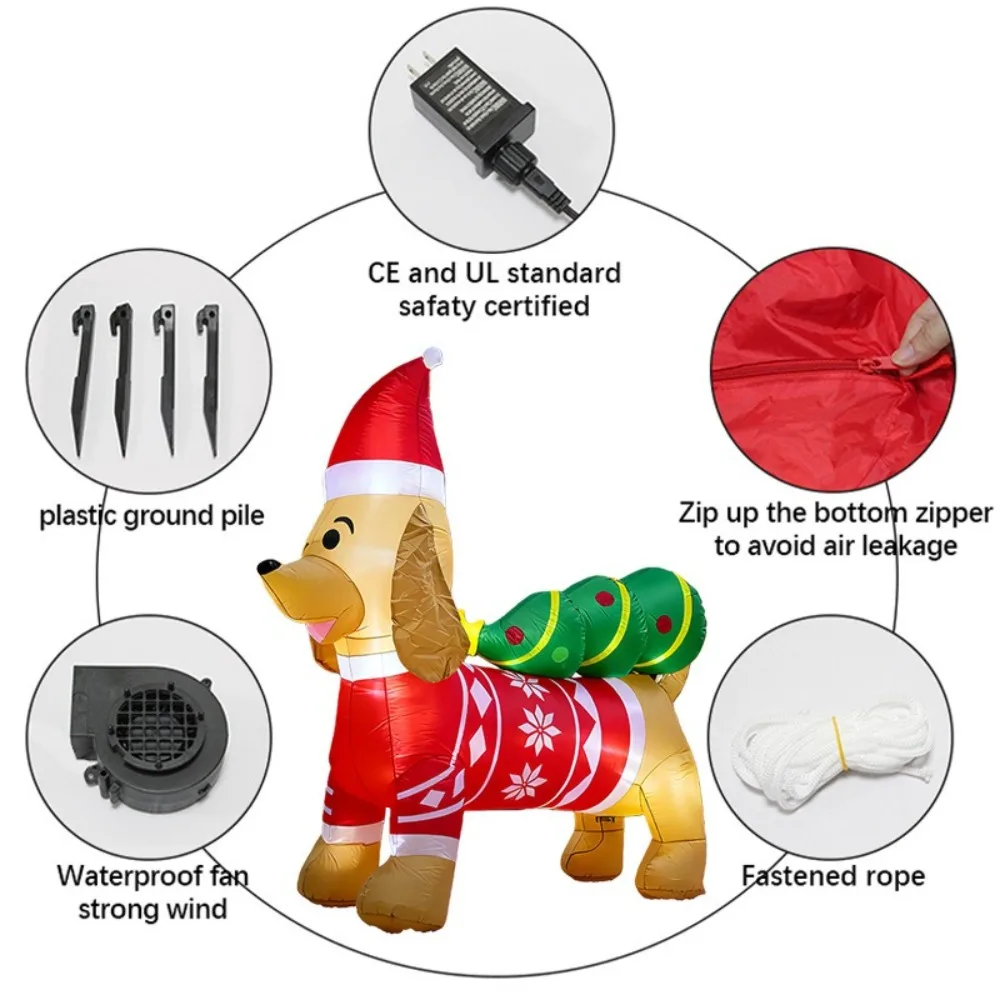 Cartoon Sausage Dog Inflatable Model Outdoor Courtyard Venue Layout Ornament Christmas 7Feet/2.1m Atmosphere Decoration Supplies