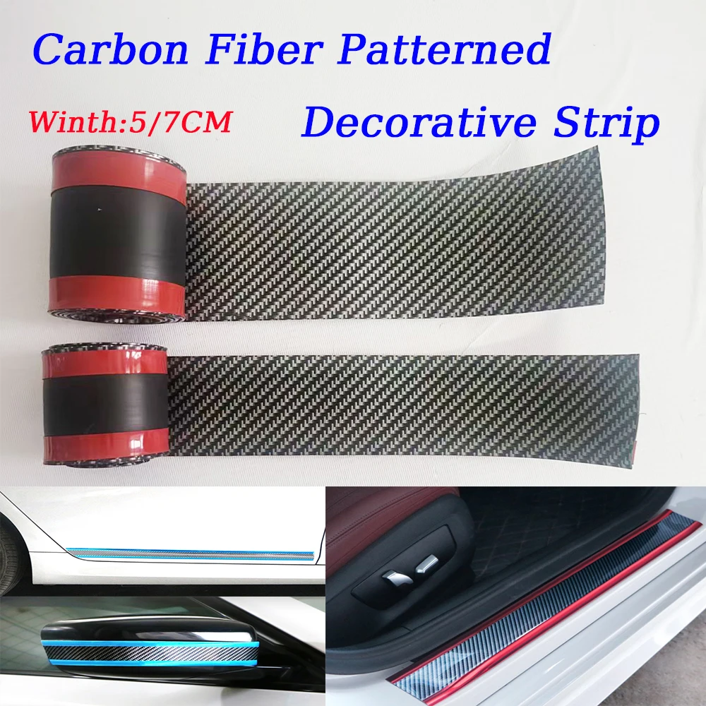 

Carbon Fiber Rubber Strip Car Stickers Anti Scratch Door Sill Protector Car Threshold Protection Bumper Film Sticker Car Sticker