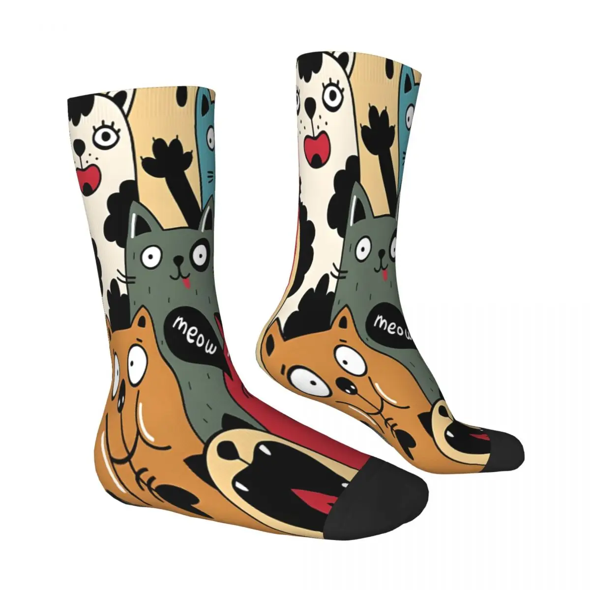 Dumb Meow Cat Cats Socks Male Mens Women Winter Stockings Polyester image 2