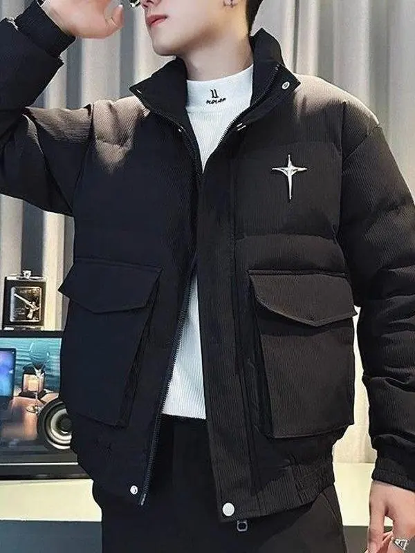 

Новая мужская зимняя повседневная легкая утепленная куртка-пуховик с воротником-стойкой, свободного кроя, теплая верхняя одежда для отдыха