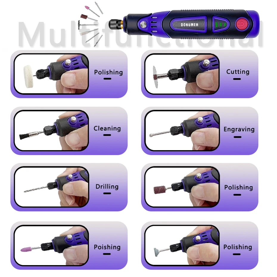 Mini Rotary Tool Wireless Drill Engraving Polishing Grinding USB Rechargeable Cordless Woodworking Engraving Pen DIY Dremel Tool