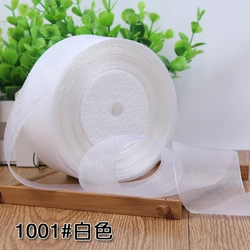 12/15/20/25/40mm White Transparent Organza Ribbons Gift Wrapping Decoration Christmas Ribbons Wedding Party Decoration 50yard