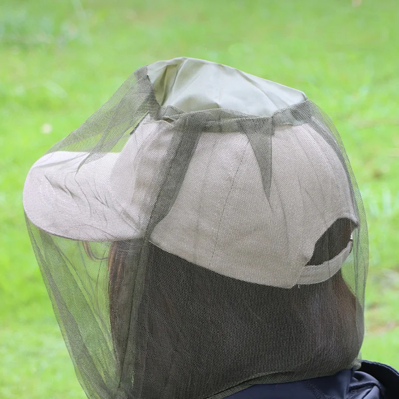 20pcs Outdoor Fishing Insect Hat Mesh Breathable Men and Women Universal Camping Hiking Mosquito Net Head Cover