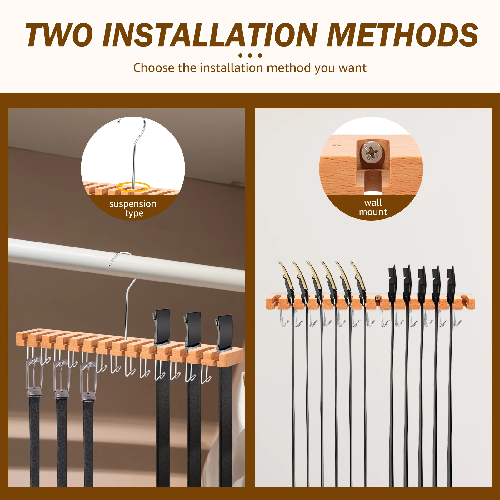 Cabide de cinto de madeira conjunto multiuso roupas roupa interior gravata cinto cabide 13 gancho economia espaço guarda-roupa organizador