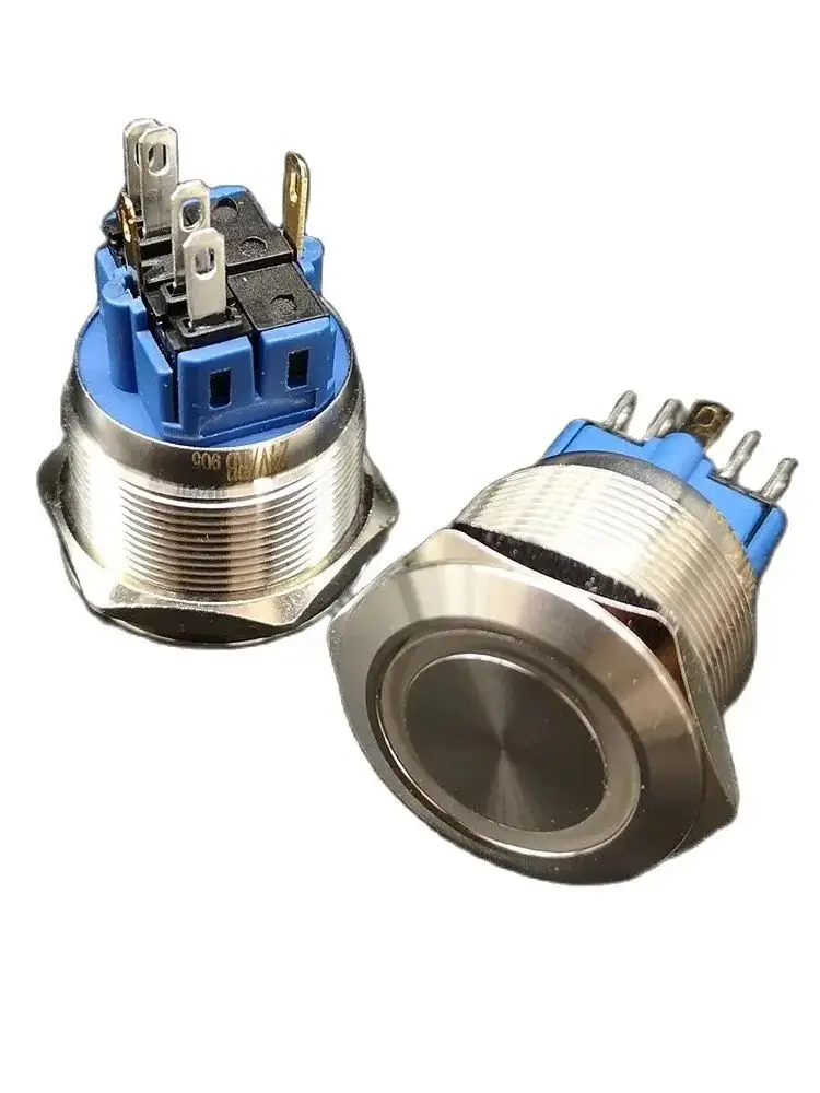 22mm 25mm Dual Color 3V 6V 12V 24V RED/Blue Ring LED 1NO1NC Reset Momentary Anti-Vandal Electric Car Push Button Switch