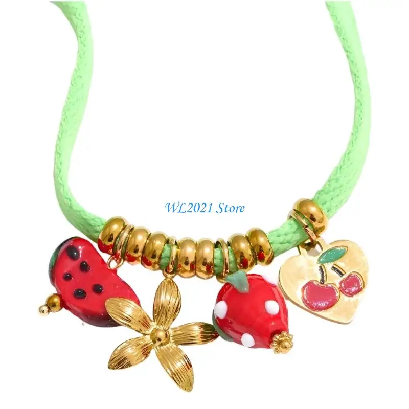 

G5GC Adjustable Bohemian Necklace Stainless Steel Gold Plated Beaded Neck Jewelry Collarbone Chain for Vacation