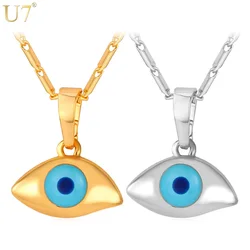 U7 Blue Eye Necklaces & Pendants Trendy Gold Color Amulet Necklace Turkish Jewelry For Women Gift P354 QC24