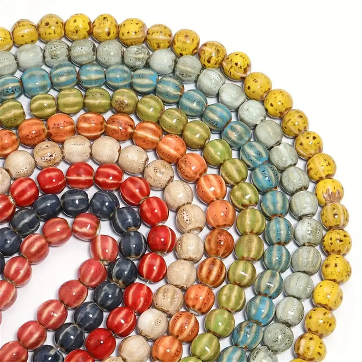 12mm Ceramic Pumpkin-Colored Handmade DIY Holiday Party Decorations Bead Strings Loose Beads Bracelets Necklaces and Accessories