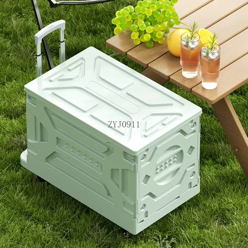 Household portable large-capacity storage box outdoor folding small pull cart