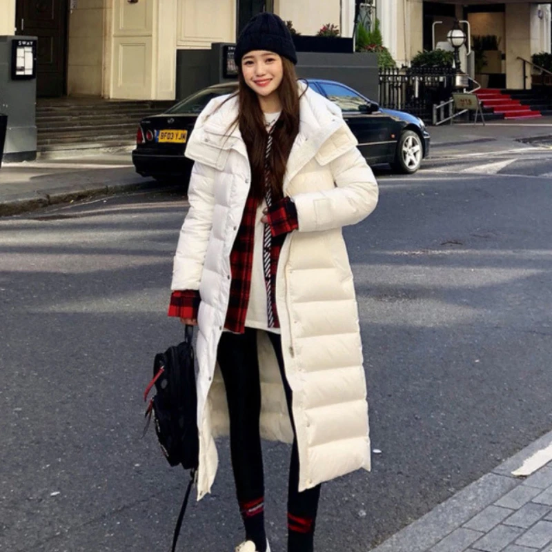 

Women's Hooded Long Down Puffer Coats, Windproof, Thickened, Warm, Parka, Simple, Casual, Loose, Winter, New