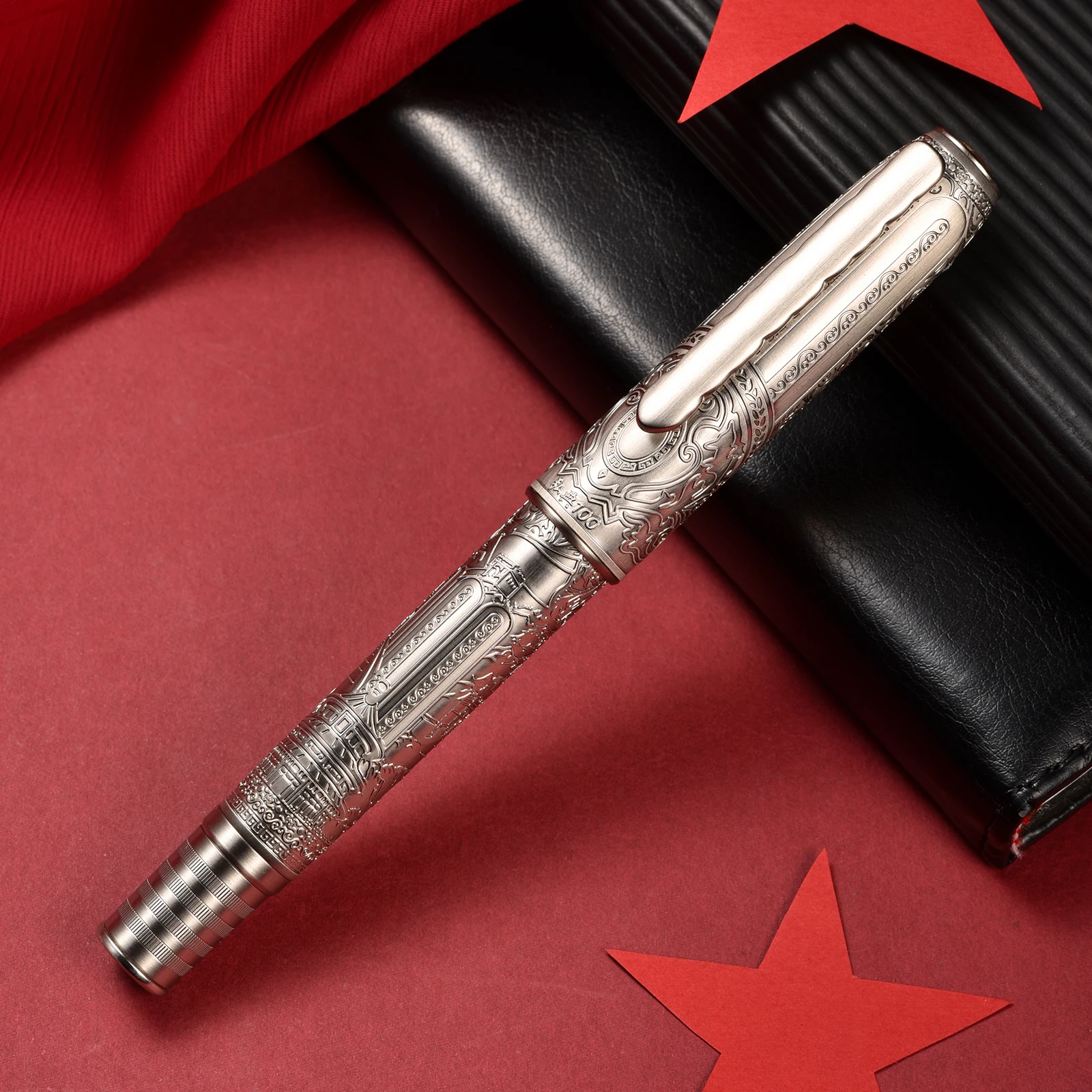 Hongdian 100 pióro wieczne z tłokiem Iridium EF/F/M/długa stalówka do noża, piękne grawerowanie metalu duże pióro do pisania — zdjęcie produktu 2