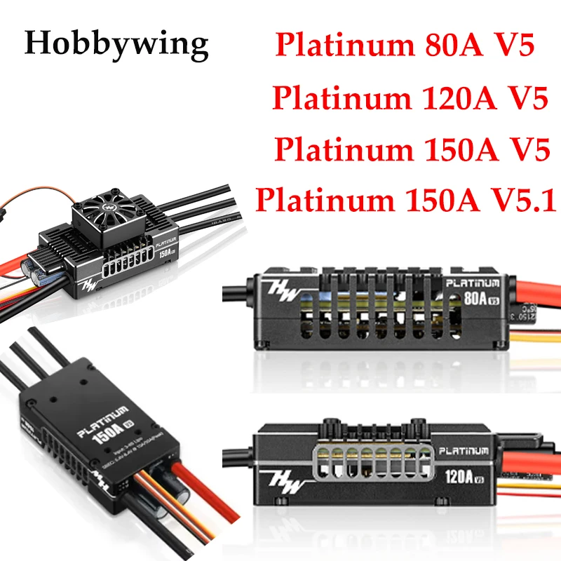 

Hobbywing Platinum V5 80A 120A 150A 3-8S Brushless ESC Electric Speed Control Switchable BEC Output For RC Helicopter Fixed-Wing