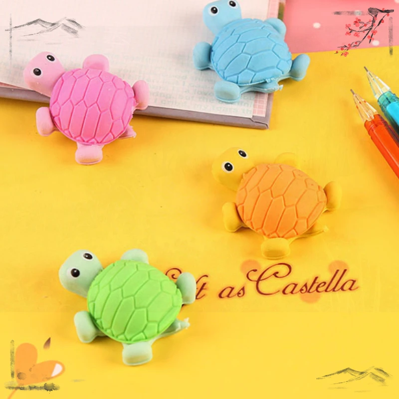 4 Pcs Creative Cartoon Pencil Eraser Turtle Rubber for School Supplies Back To School