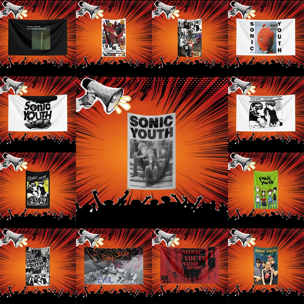 Sonic Youth Inspired Rock Music Flag 3x5 FT Polyester Banner For Bedroom Wall Decor Music Fans Gift