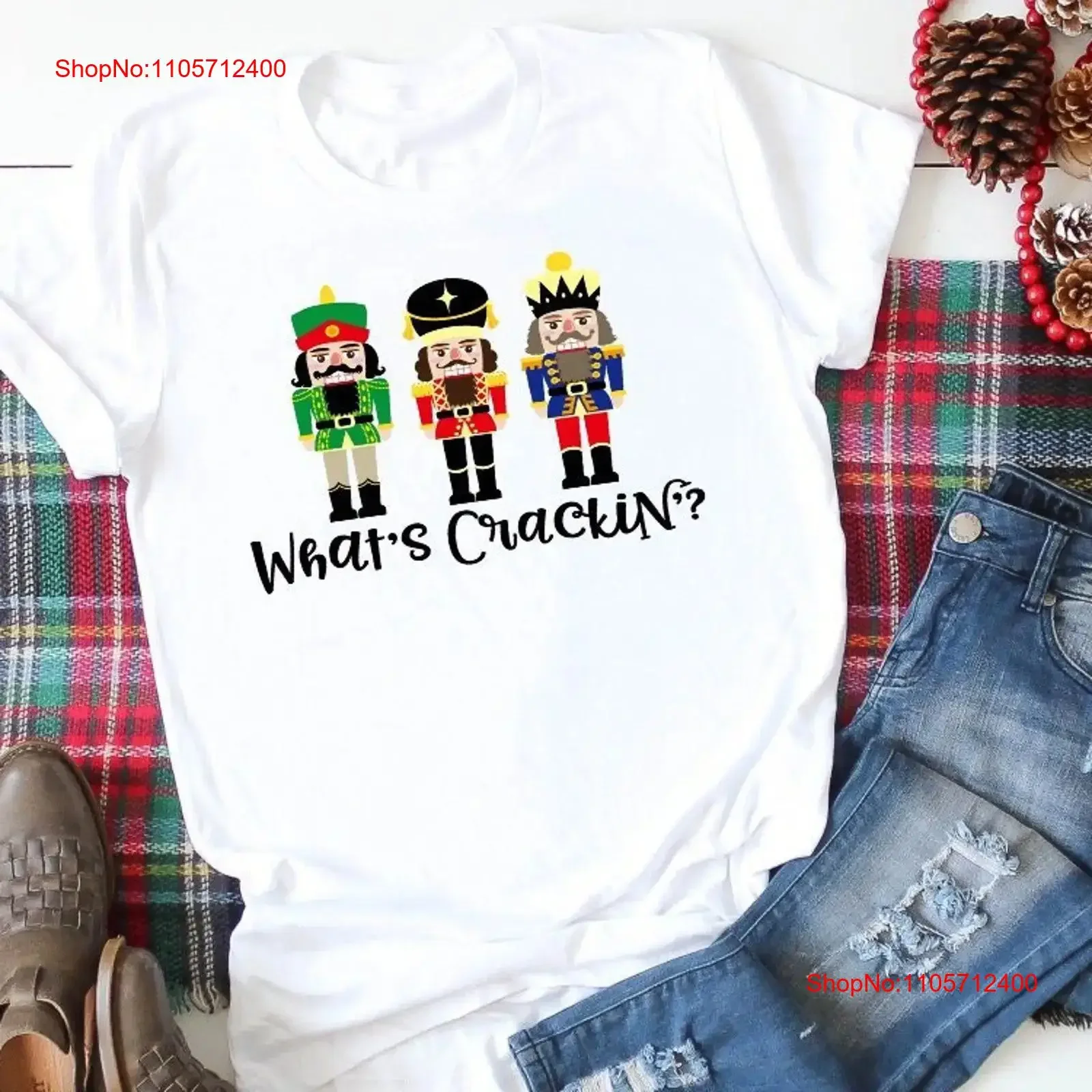What's Crackin Cracking Funny Nut Cracker Christmas White T Shirt винтажная, выстиранная, растянутая, унисекс, дизайнерская одежда, слегка