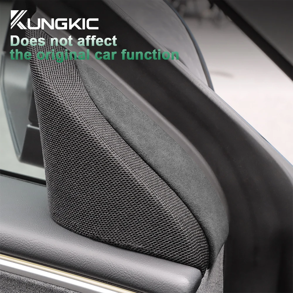 KUNGKIC Italian Top Suede Inner Door A-pillar Panel Decorative Cover for Tesla Model 3 Highland 2024-Up Protect Car Accessories