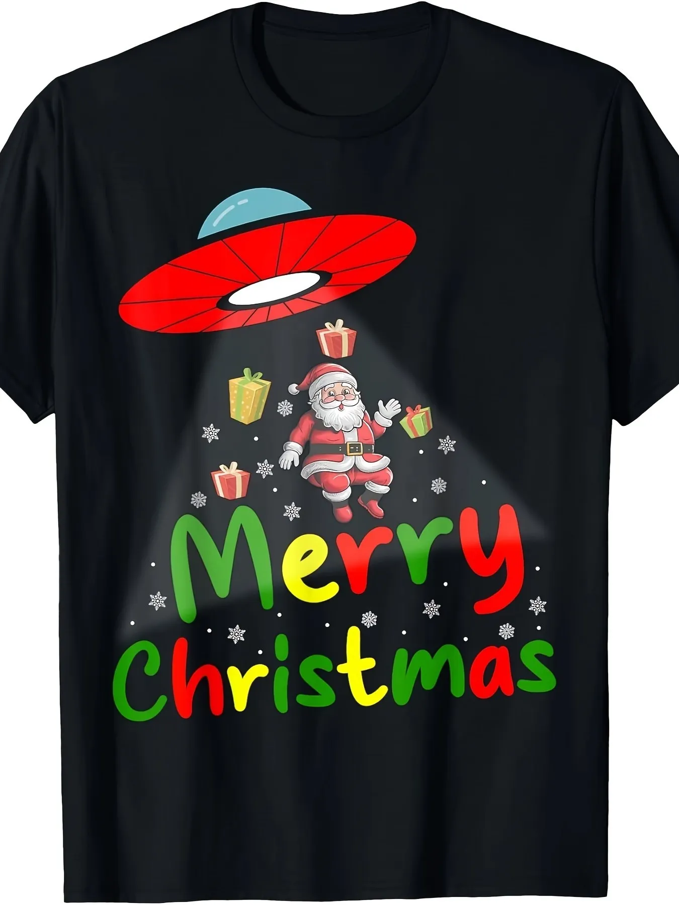 

Alien Christmas Astronaut Christmas Holiday Ufo Snowflake Christmas T-Shirt - 100% Cotton 220g