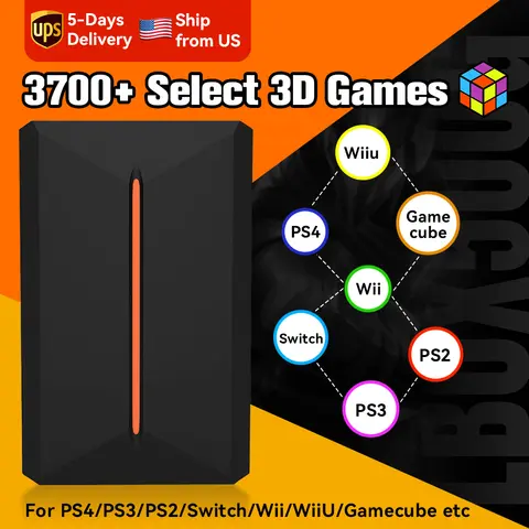 JMachen 500GB Game Hard Drive Launchbox Portable Gaming HDD with 3700+PC/3D Games for PS4/PS3/PS2/Wii/WiiU/Switch Game Console