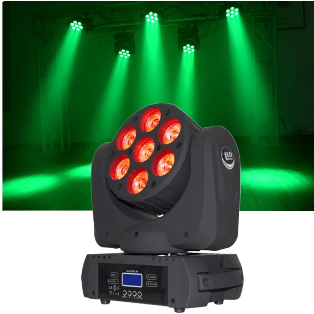 7X12W Lyre RGBW Beam Moving Head Wash Projector DJ Disco Party Lights For Music Evening Wedding