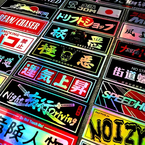 24 шт./лот лазерная радуга Speedhunters Oni Samurai JDM Good Lucky гоночный автомобиль виниловые наклейки аксессуары для мотоциклетного шлема наклейки jdm купить - №7