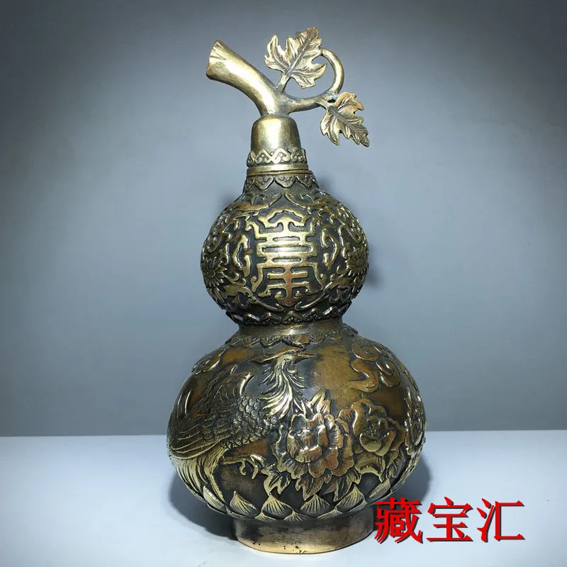 

Rural Collection of Ming Dynasty Xuande Town House Gourd Fortune Ornament Copper Gourd Pure Copper Antique Old Item Collection