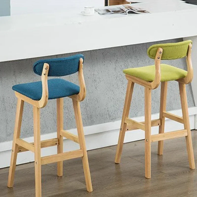 Nordic Luxury Yallow Colour Modern Bar Chair High Kitchen Reception Wooden Stool Yallow Lounge Kitchen Silla Bancos Furniture